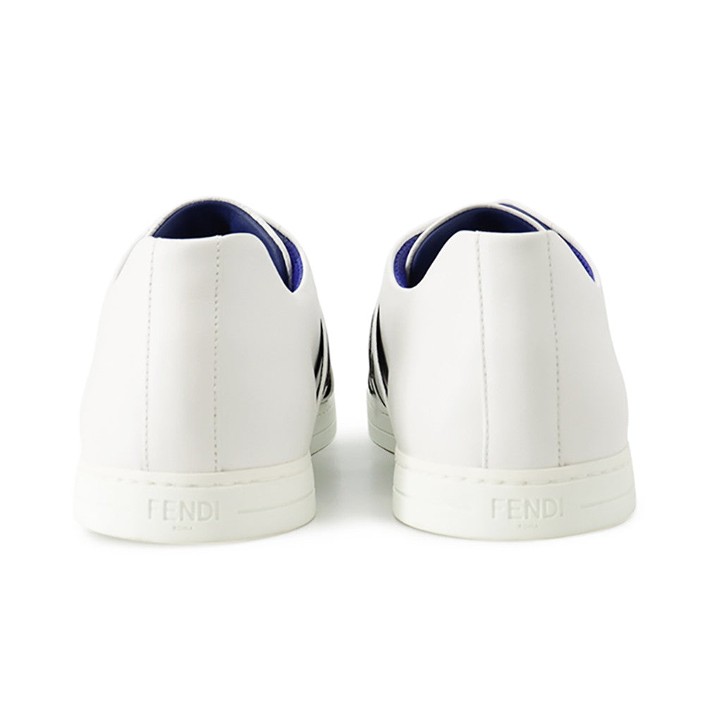 FENDI FF logo sneakers with white cross band White/Black7E1198 Leather Size 10