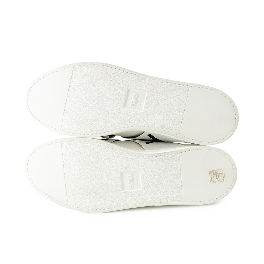 FENDI FF logo sneakers with white cross band White/Black7E1198 Leather Size 10