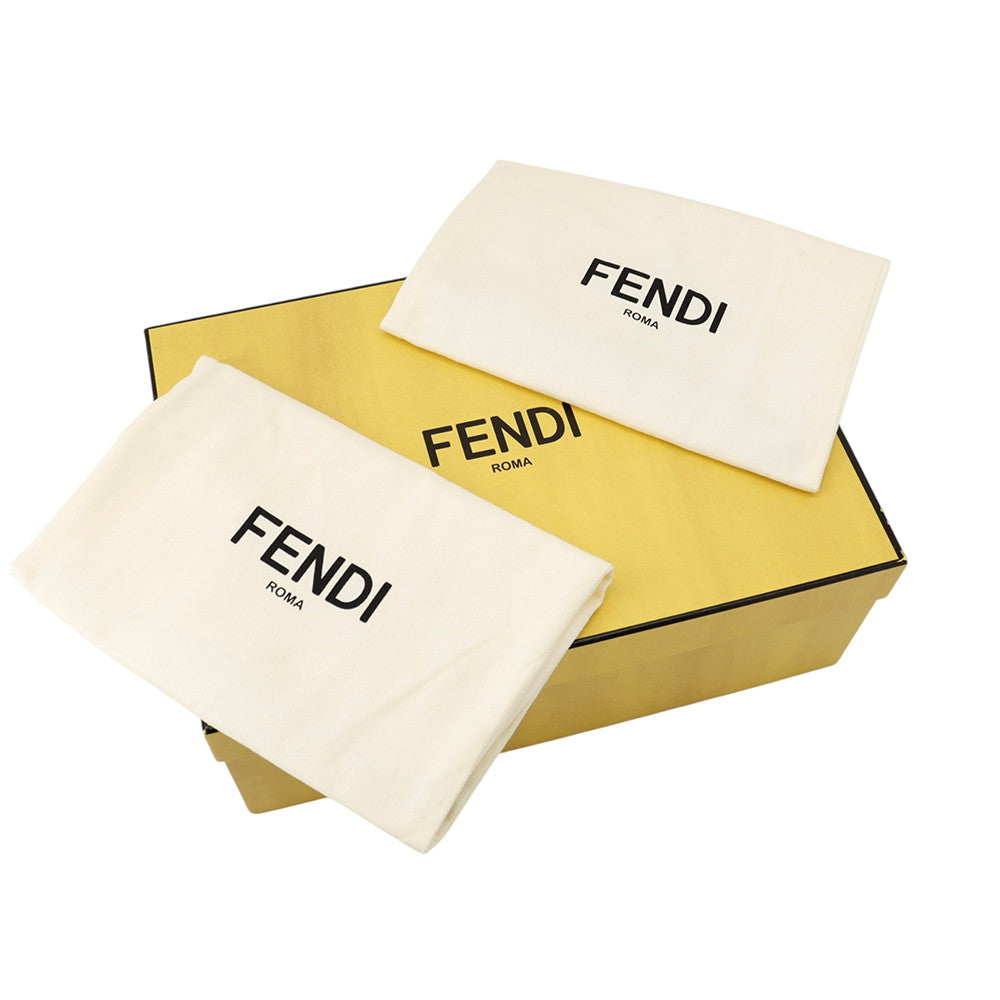 FENDI FF logo sneakers with white cross band White/Black7E1198 Leather Size 10