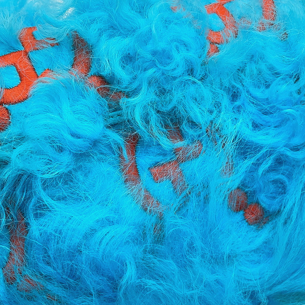GUCCI GG Marmont ChainShoulder Light Blue/Orange476433 Fur Embroidery