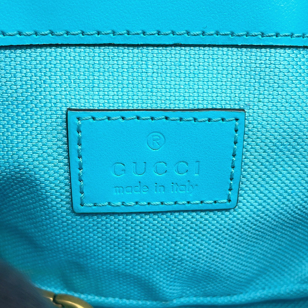 GUCCI GG Marmont ChainShoulder Light Blue/Orange476433 Fur Embroidery