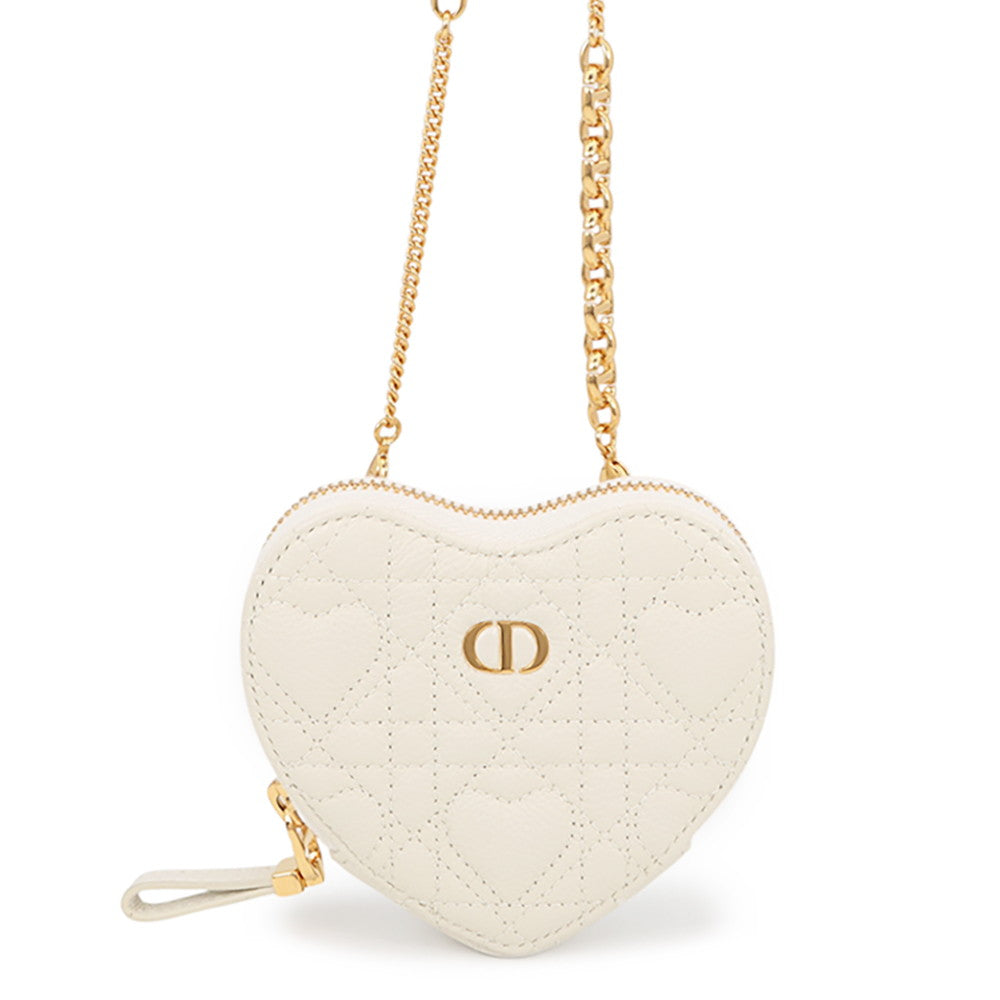 Dior Dior Amour Caro Heart Pouch Latte WhiteS5097UNID_M030 Calf Leather