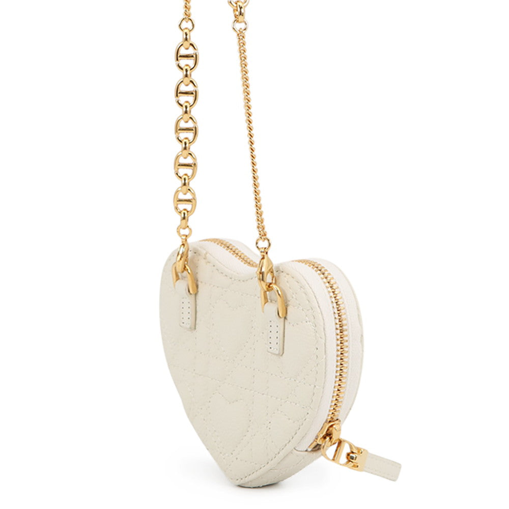Dior Dior Amour Caro Heart Pouch Latte WhiteS5097UNID_M030 Calf Leather