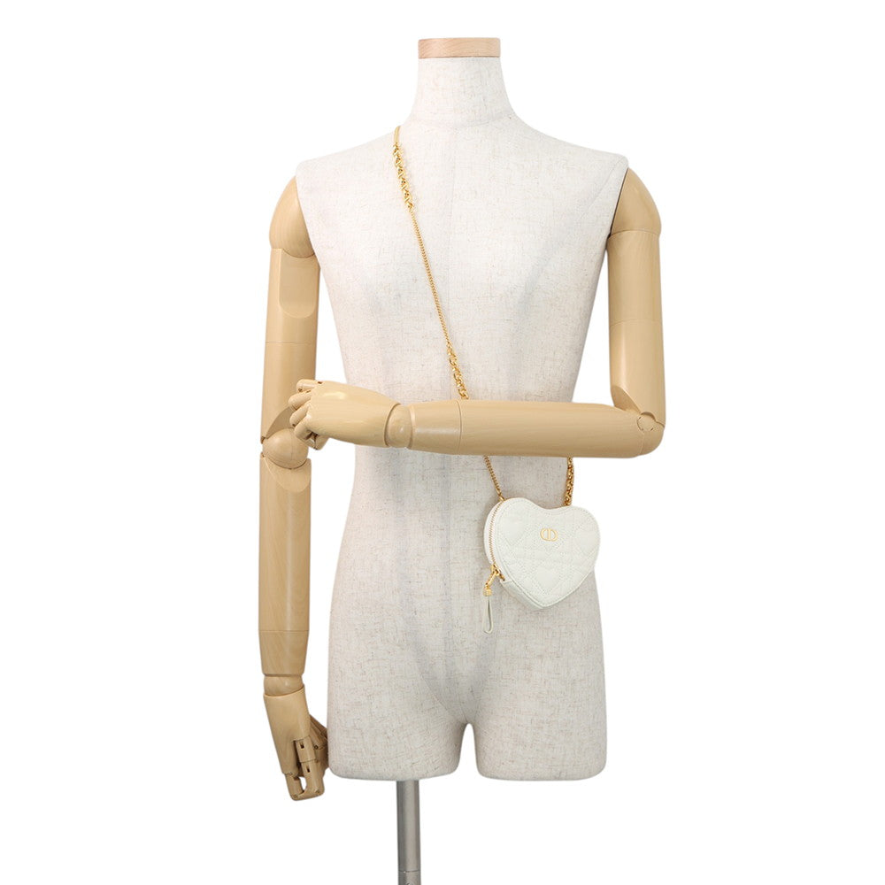 Dior Dior Amour Caro Heart Pouch Latte WhiteS5097UNID_M030 Calf Leather