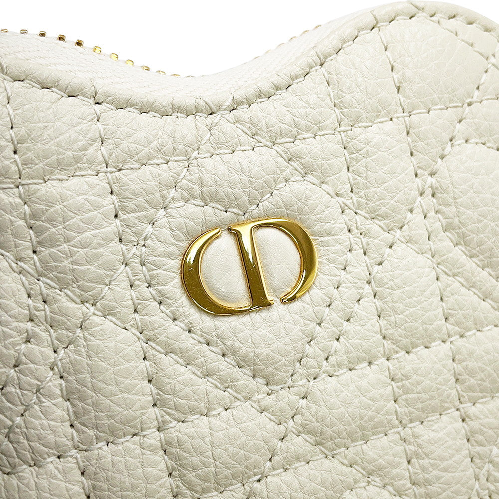 Dior Dior Amour Caro Heart Pouch Latte WhiteS5097UNID_M030 Calf Leather