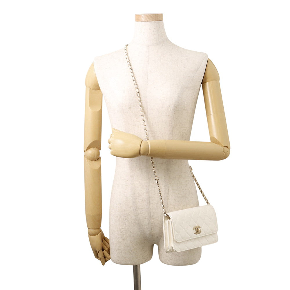 CHANEL Matelasse ChainShoulder Bag WhiteAP4299 Lambskin/Rhinestone