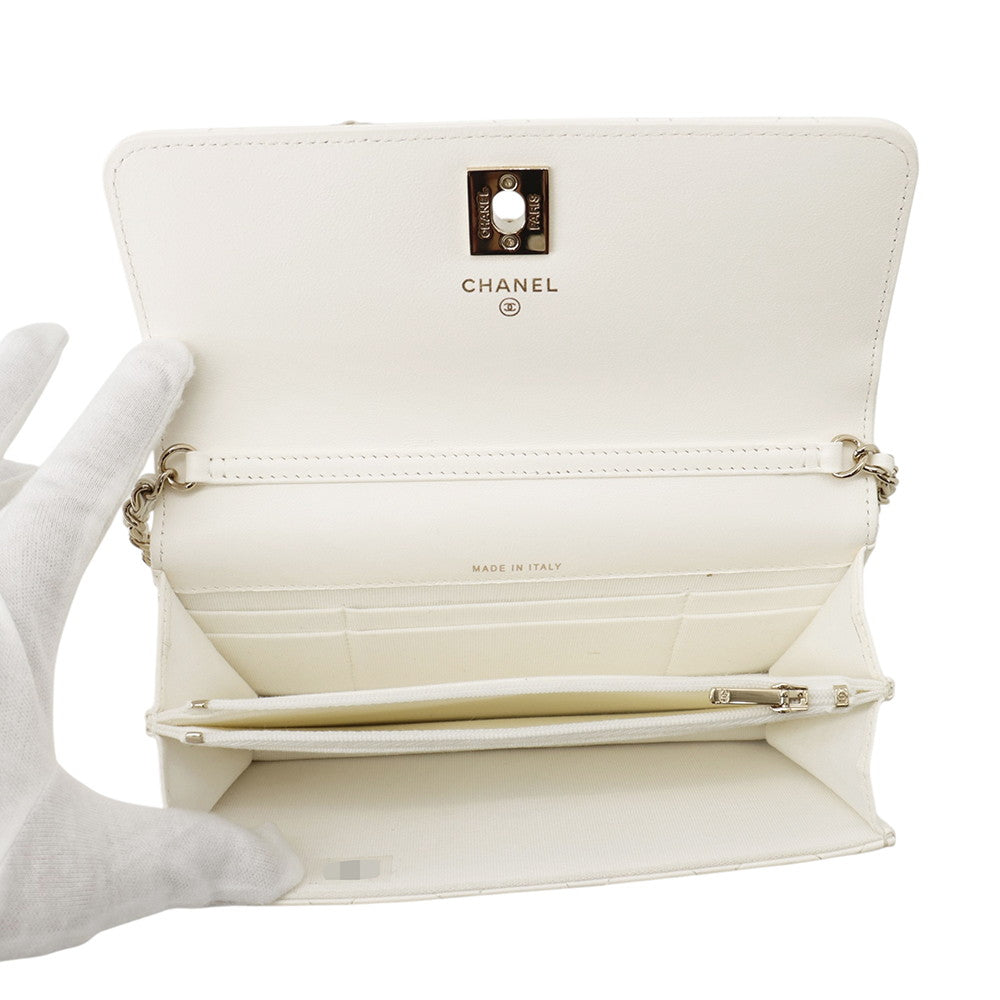 CHANEL Matelasse ChainShoulder Bag WhiteAP4299 Lambskin/Rhinestone