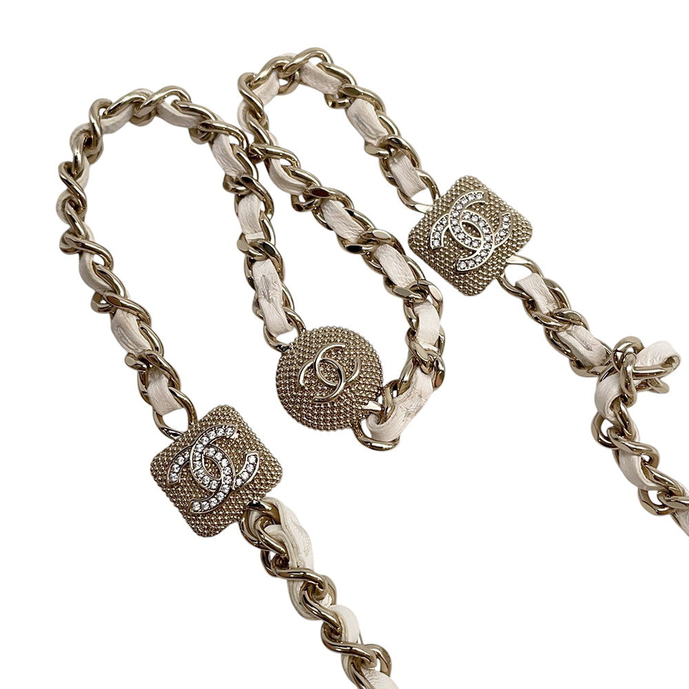 CHANEL Matelasse ChainShoulder Bag WhiteAP4299 Lambskin/Rhinestone