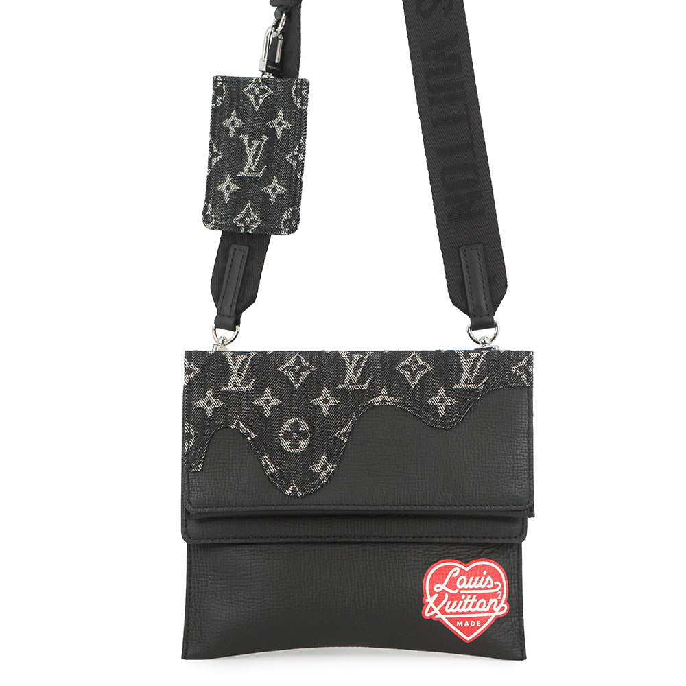 LOUIS VUITTON LVxNIGO Trio・Pouch NoirM81013 Monogram Denim Leather LV Squared