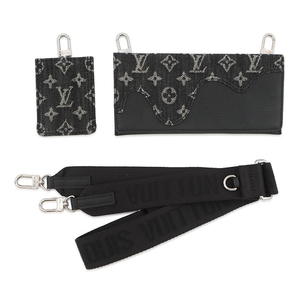 LOUIS VUITTON LVxNIGO Trio・Pouch NoirM81013 Monogram Denim Leather LV Squared