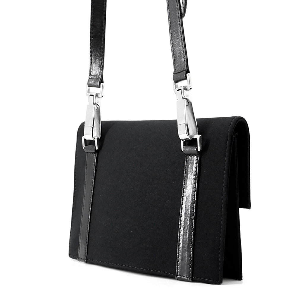 FENDI Shoulder Bag Black Cotton Leather