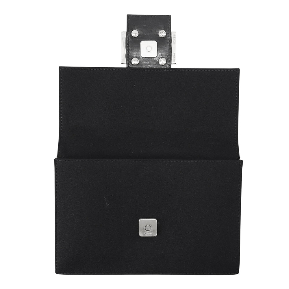 FENDI Shoulder Bag Black Cotton Leather