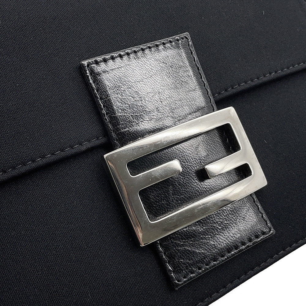 FENDI Shoulder Bag Black Cotton Leather