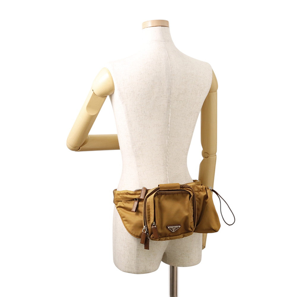 PRADA Logo Crossbody Bag BrownVA0056 Nylon