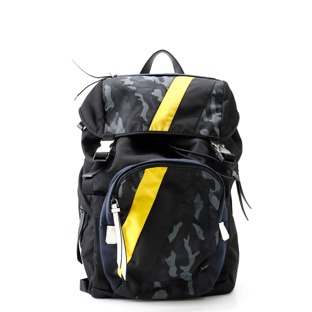PRADA Camouflage Backpack Navy/Yellow/Black Nylon
