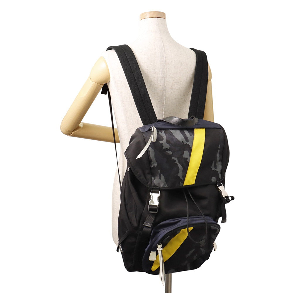 PRADA Camouflage Backpack Navy/Yellow/Black Nylon