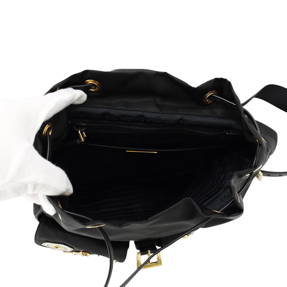 PRADA Robot Backpack Black/Multicolor1BZ677 Nylon Saffiano Leather Size Small