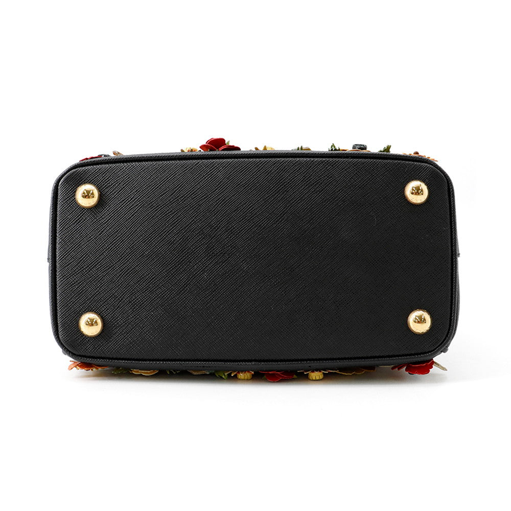 PRADA Galleria 2WAY Shoulder Bag Black/Multicolor Saffiano Leather