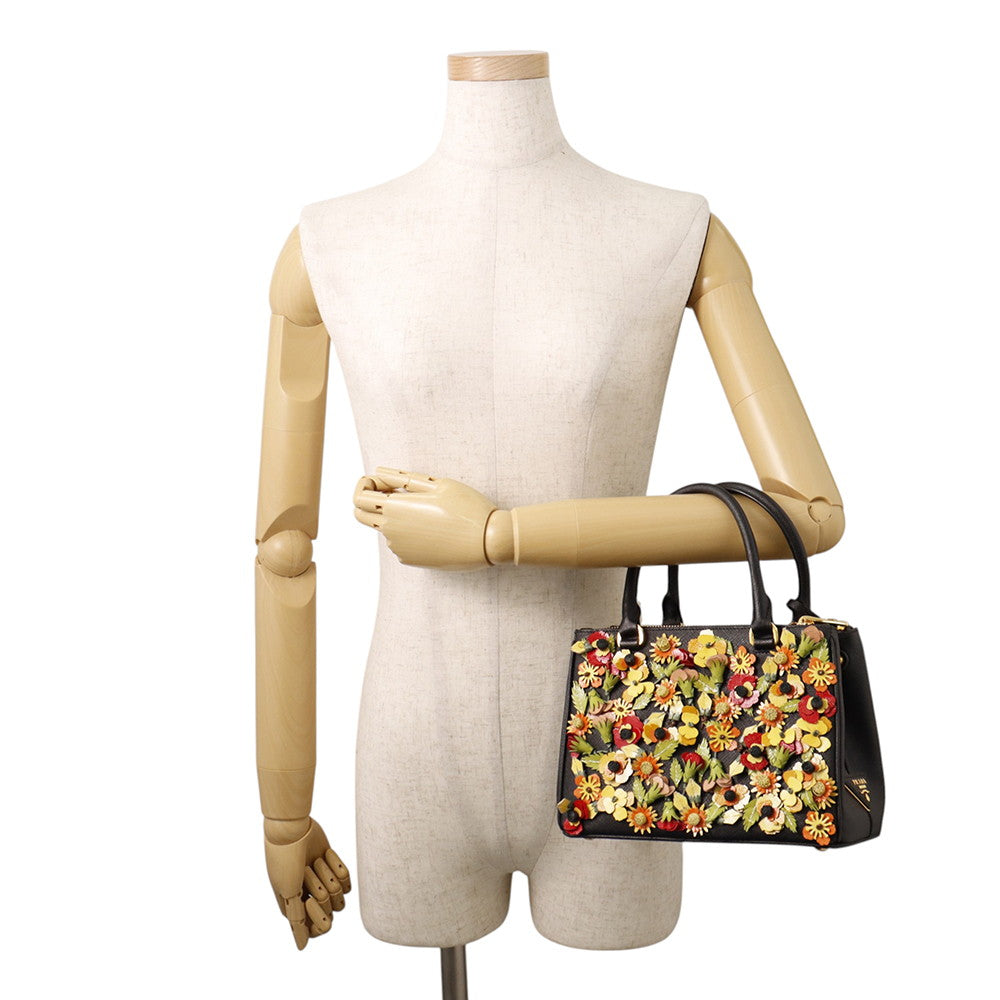 PRADA Galleria 2WAY Shoulder Bag Black/Multicolor Saffiano Leather