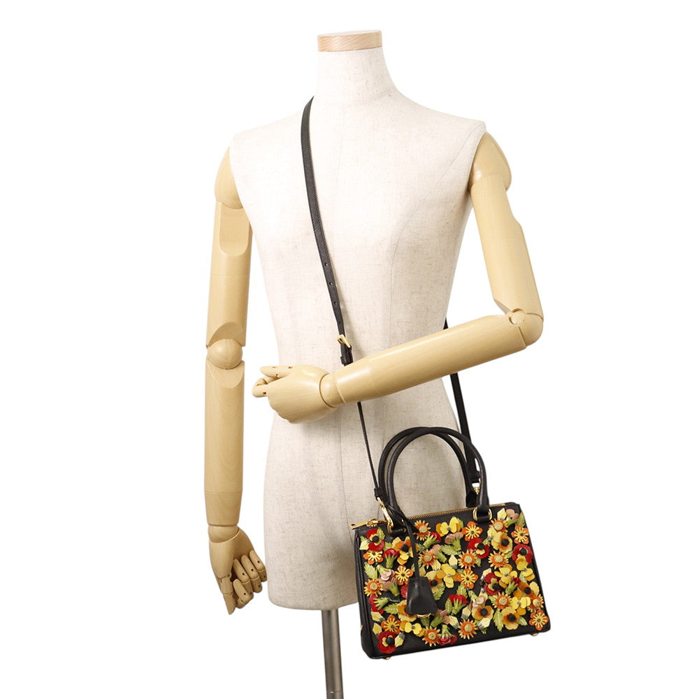 PRADA Galleria 2WAY Shoulder Bag Black/Multicolor Saffiano Leather