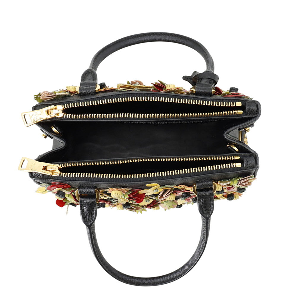 PRADA Galleria 2WAY Shoulder Bag Black/Multicolor Saffiano Leather