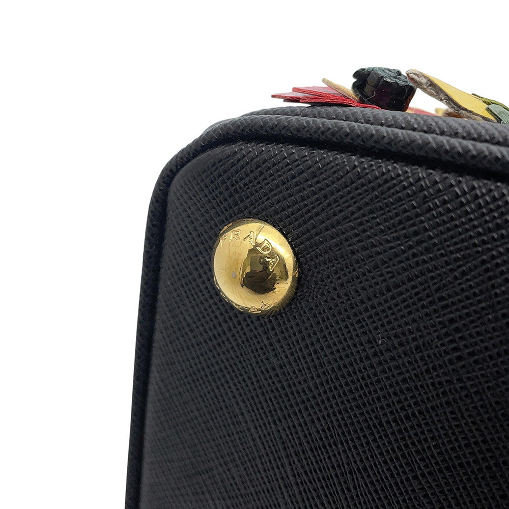 PRADA Galleria 2WAY Shoulder Bag Black/Multicolor Saffiano Leather