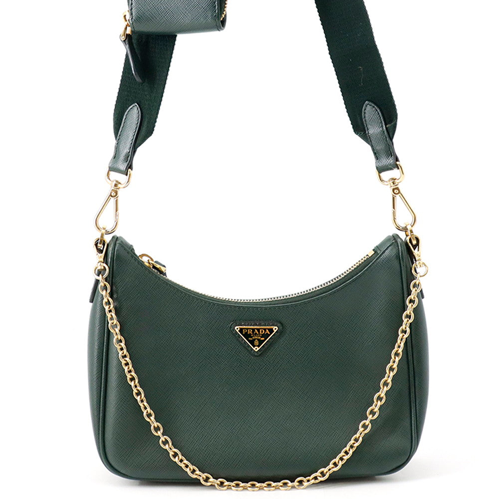 PRADA 2WAY Shoulder Bag Green1BH204 Saffiano Leather