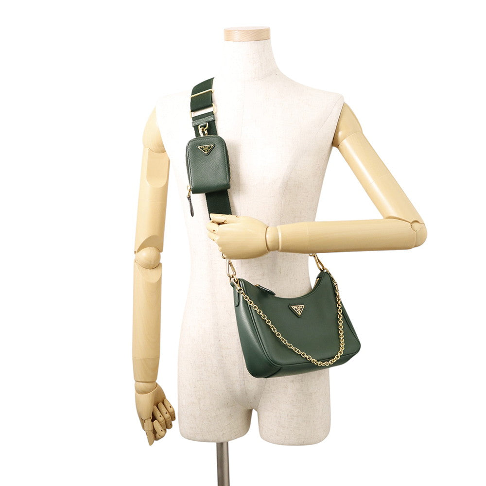 PRADA 2WAY Shoulder Bag Green1BH204 Saffiano Leather