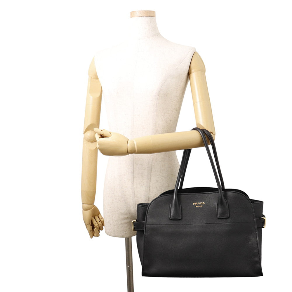 PRADA Logo Tote Bag Black1BG517 Leather