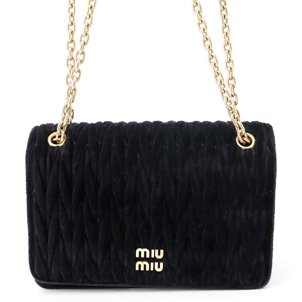 MIUMIU Chain Shoulder Bag Black5BP065 Velour