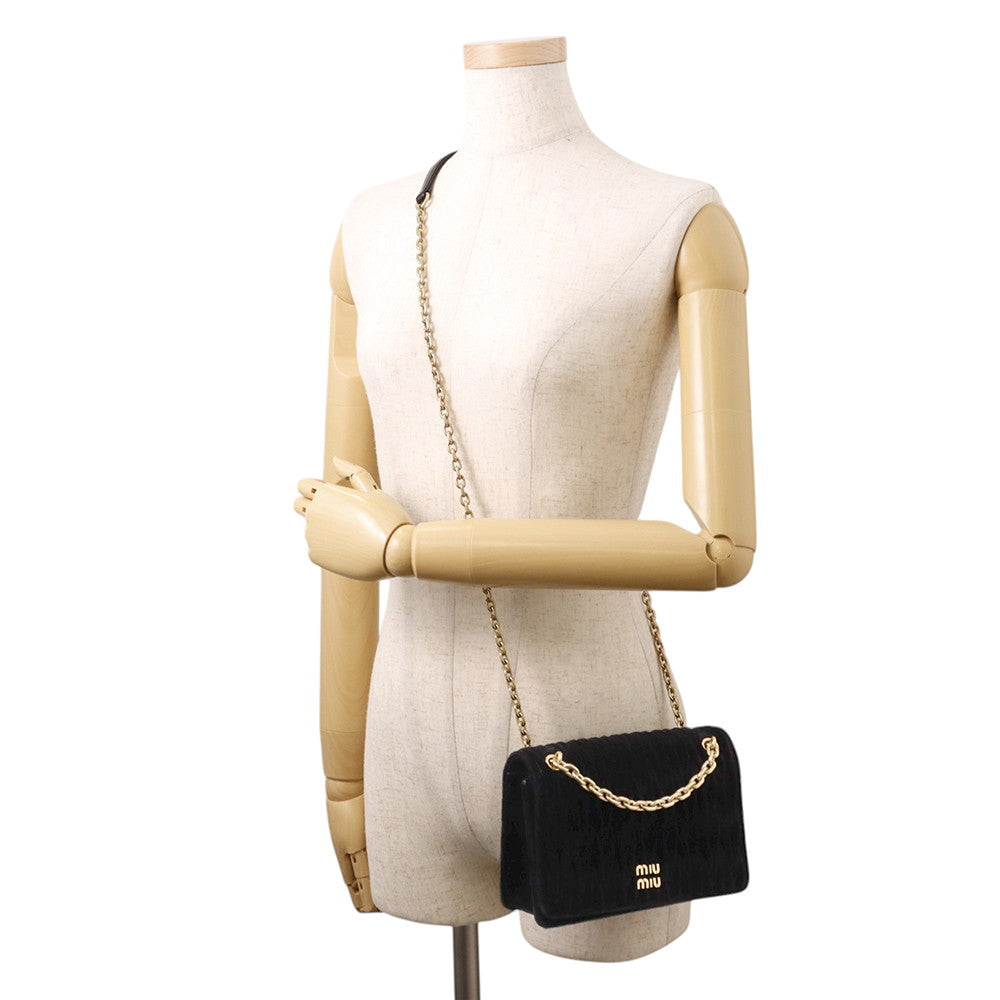 MIUMIU Chain Shoulder Bag Black5BP065 Velour