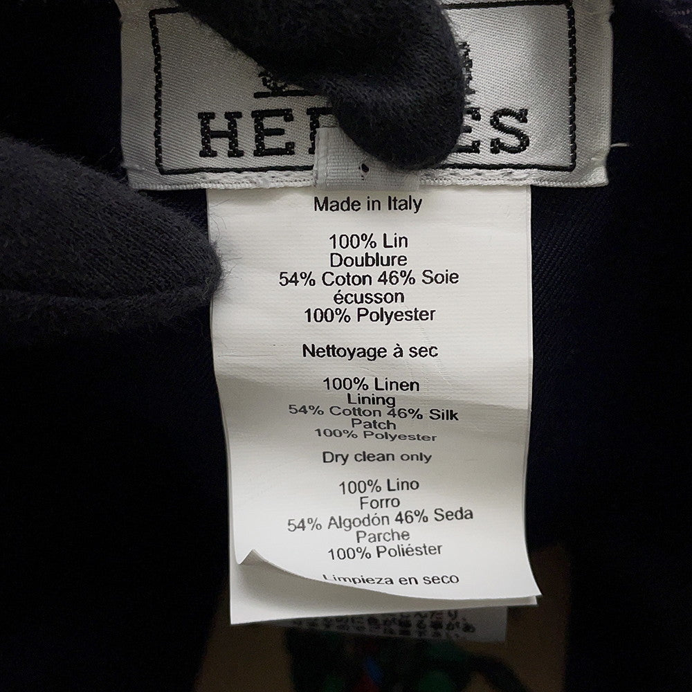 HERMES Gabriel Beret Size 57 Navy Linen100%