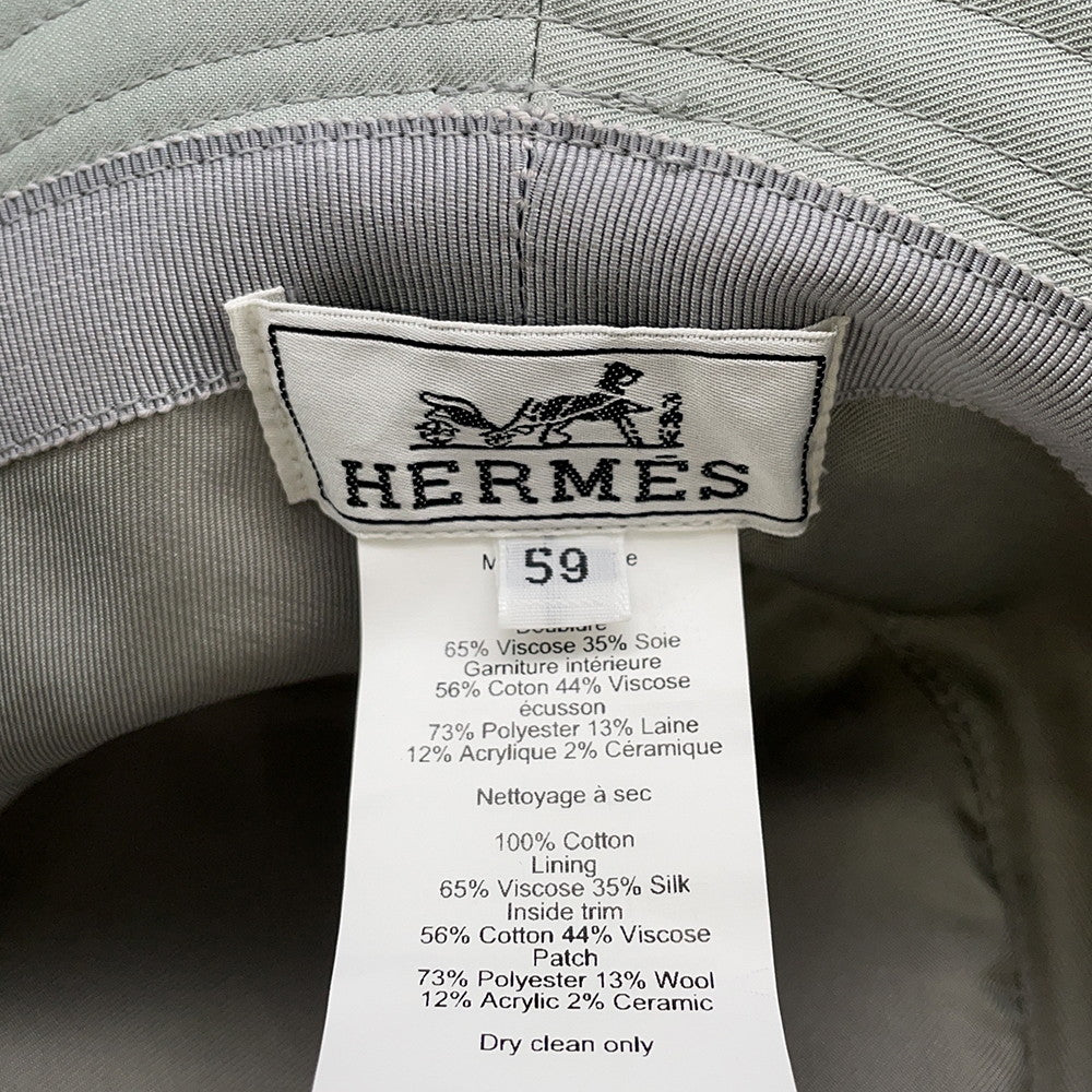 HERMES Harper HSellier Bucket Hat Size 59 Light Blue Cotton100%