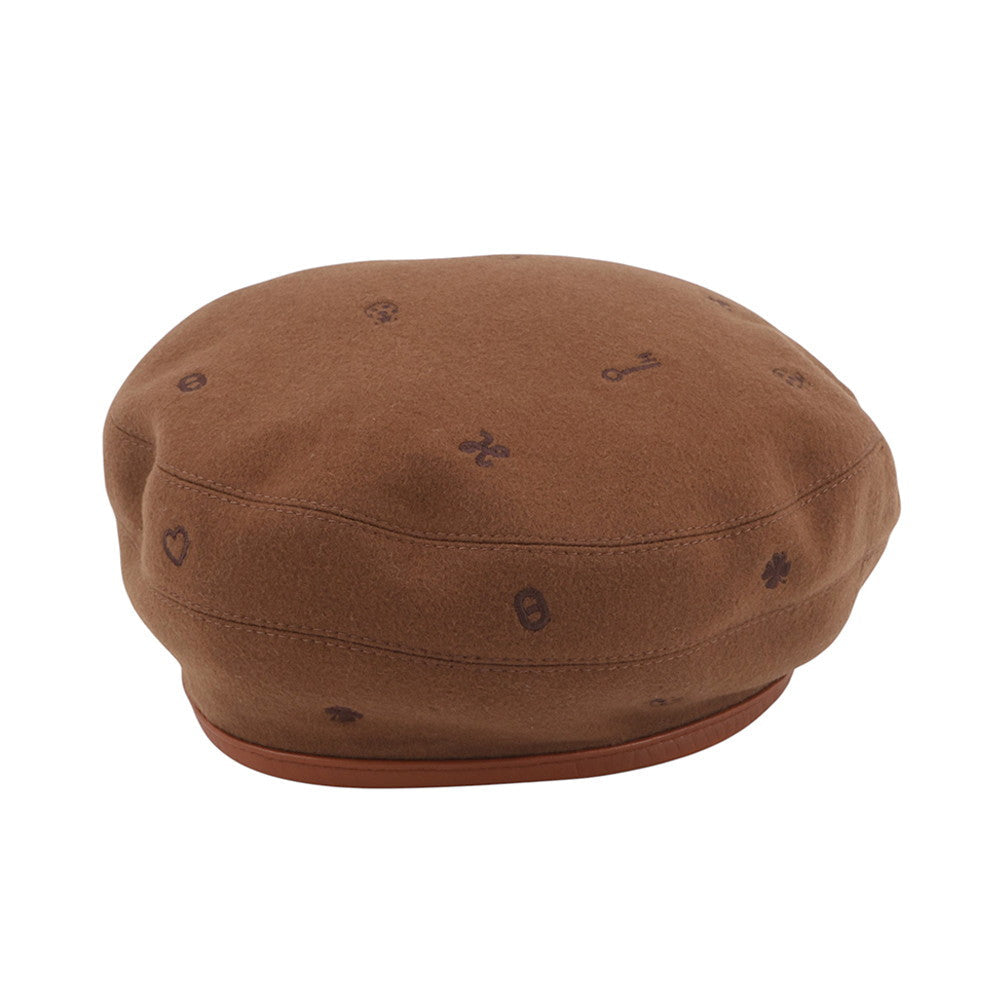 HERMES Saint-Honore beret Size 58 Brown Cashmere100%