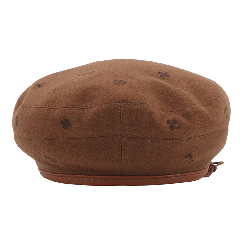 HERMES Saint-Honore beret Size 58 Brown Cashmere100%