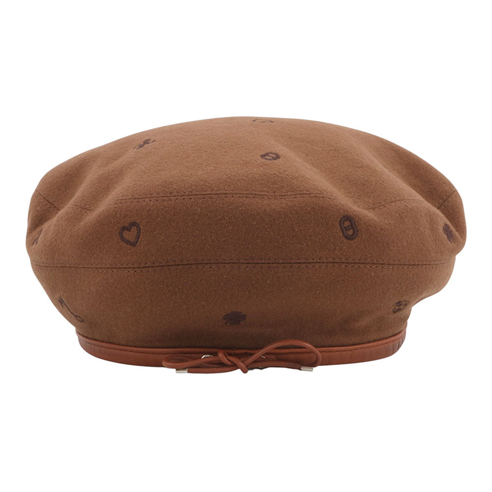 HERMES Saint-Honore beret Size 58 Brown Cashmere100%