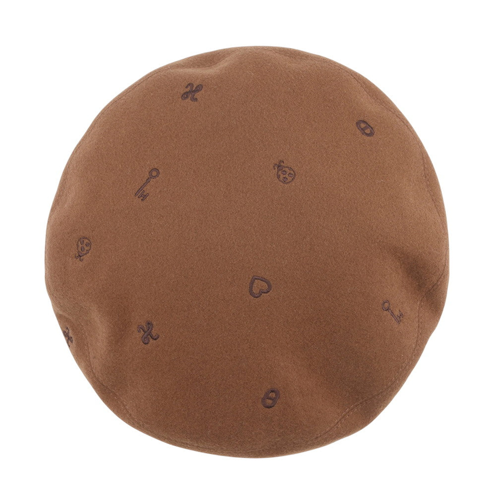 HERMES Saint-Honore beret Size 58 Brown Cashmere100%