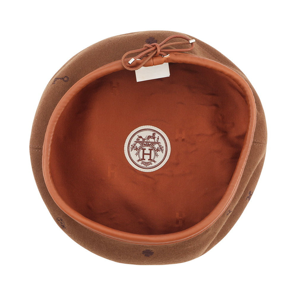 HERMES Saint-Honore beret Size 58 Brown Cashmere100%