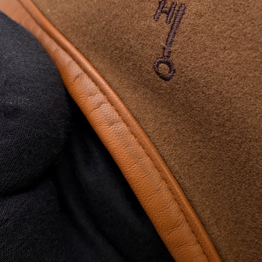 HERMES Saint-Honore beret Size 58 Brown Cashmere100%
