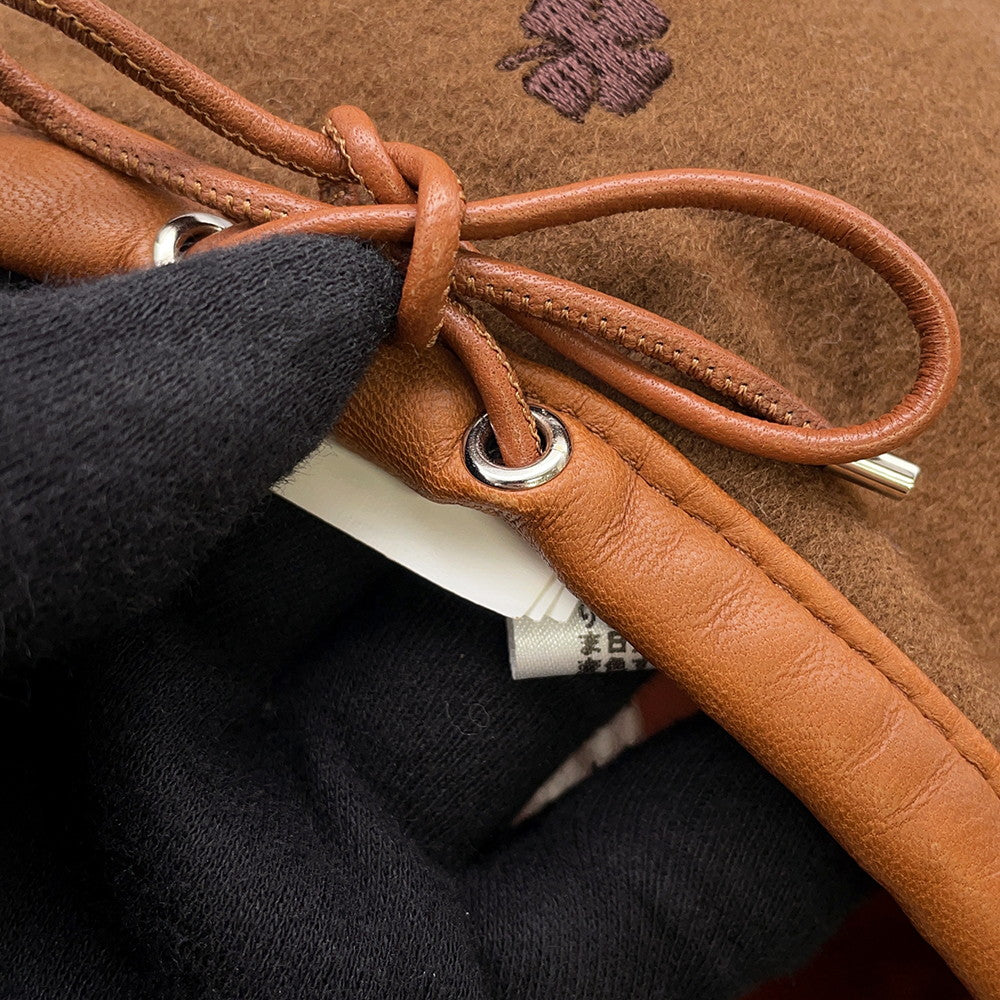 HERMES Saint-Honore beret Size 58 Brown Cashmere100%