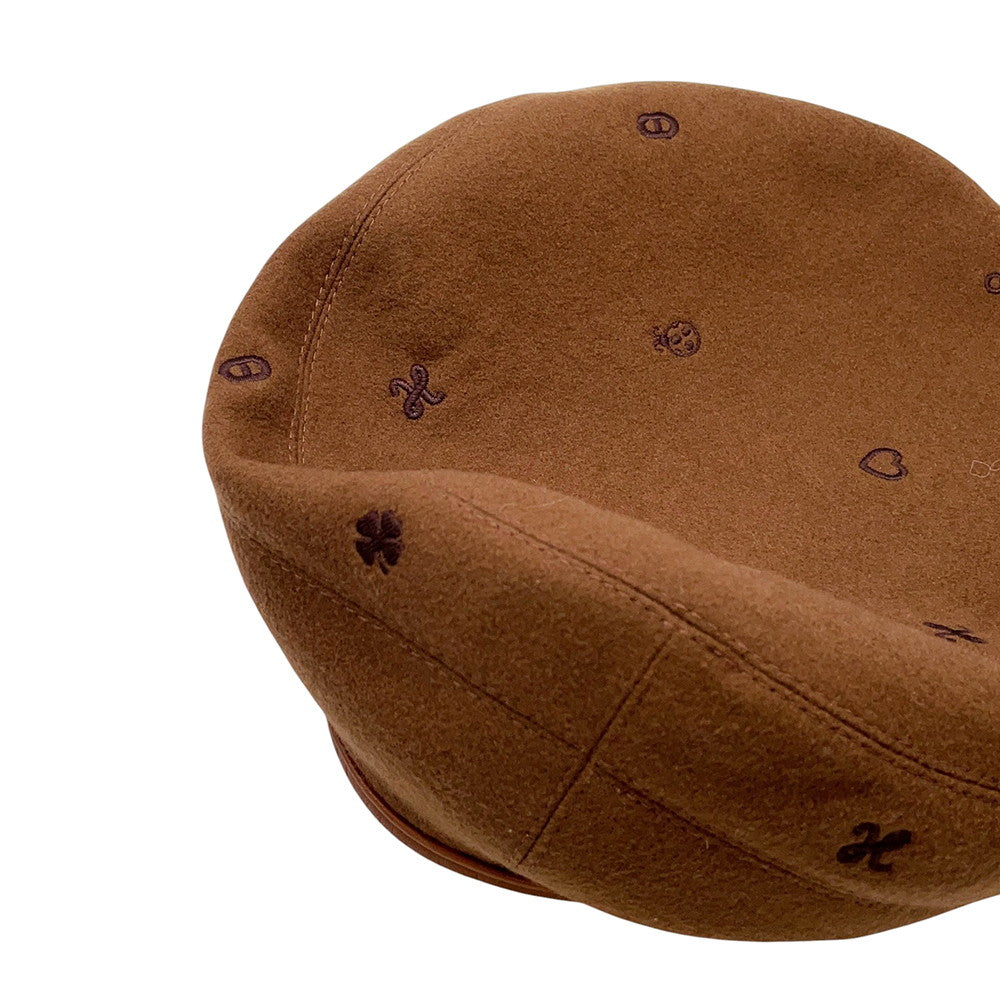 HERMES Saint-Honore beret Size 58 Brown Cashmere100%