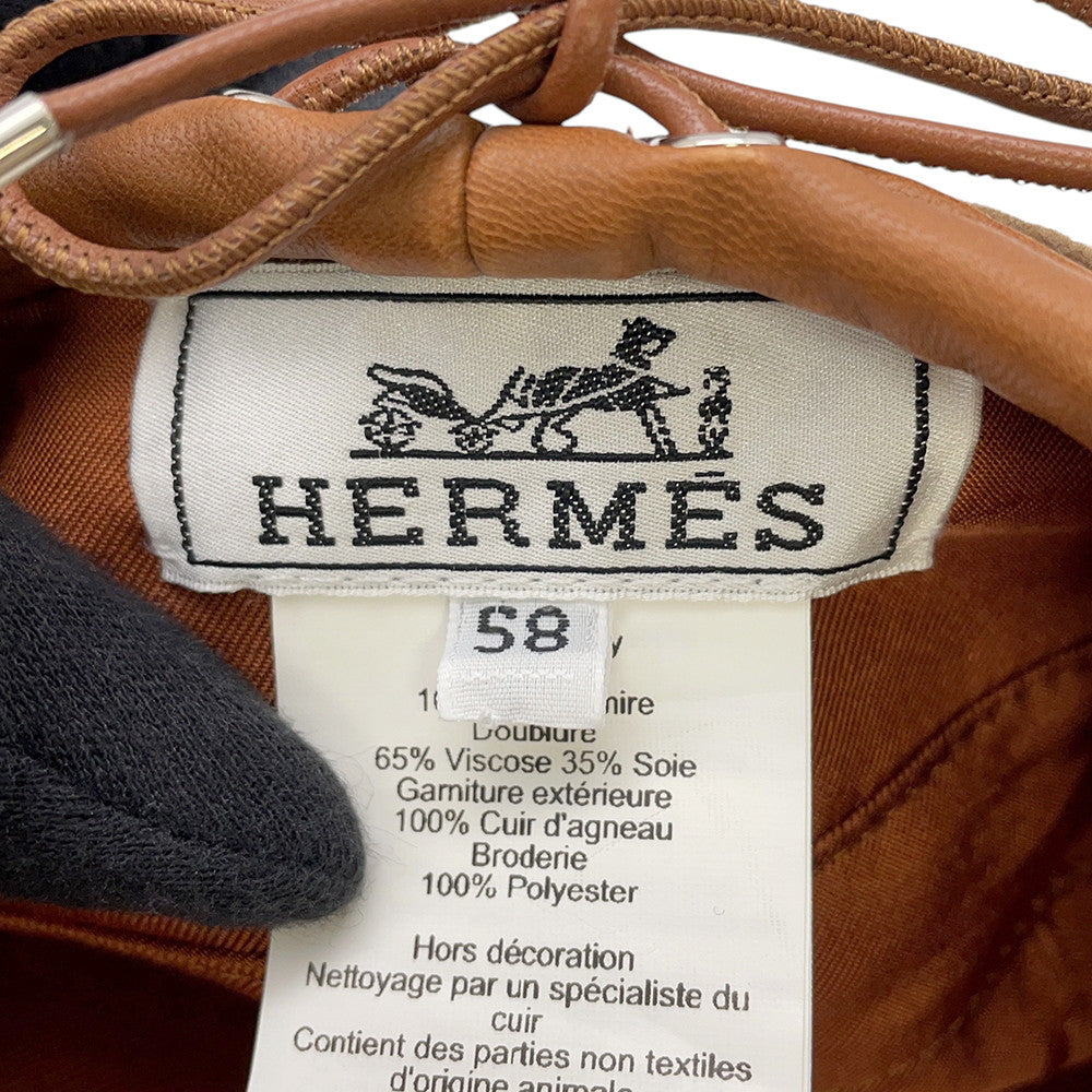 HERMES Saint-Honore beret Size 58 Brown Cashmere100%