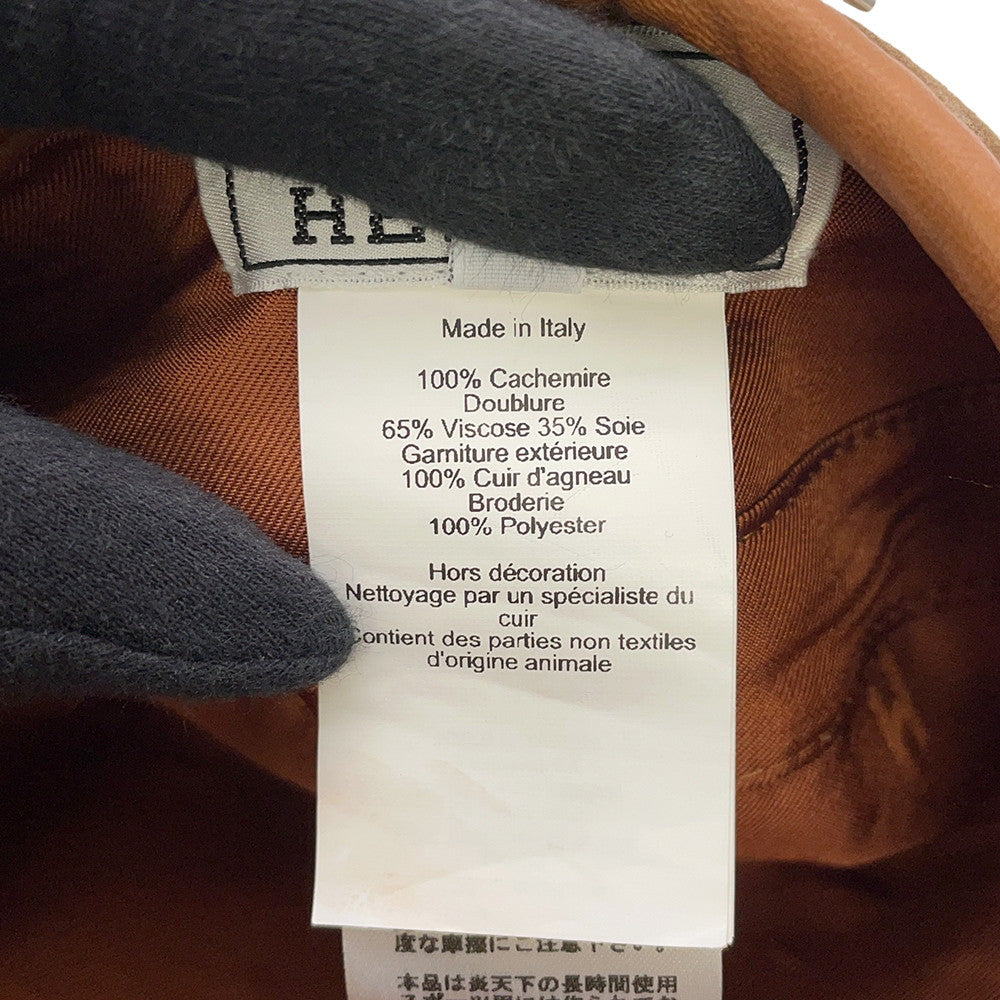 HERMES Saint-Honore beret Size 58 Brown Cashmere100%