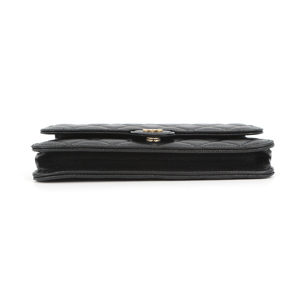 CHANEL Matelasse Chain Phone Case BlackAP3744 Caviar Leather