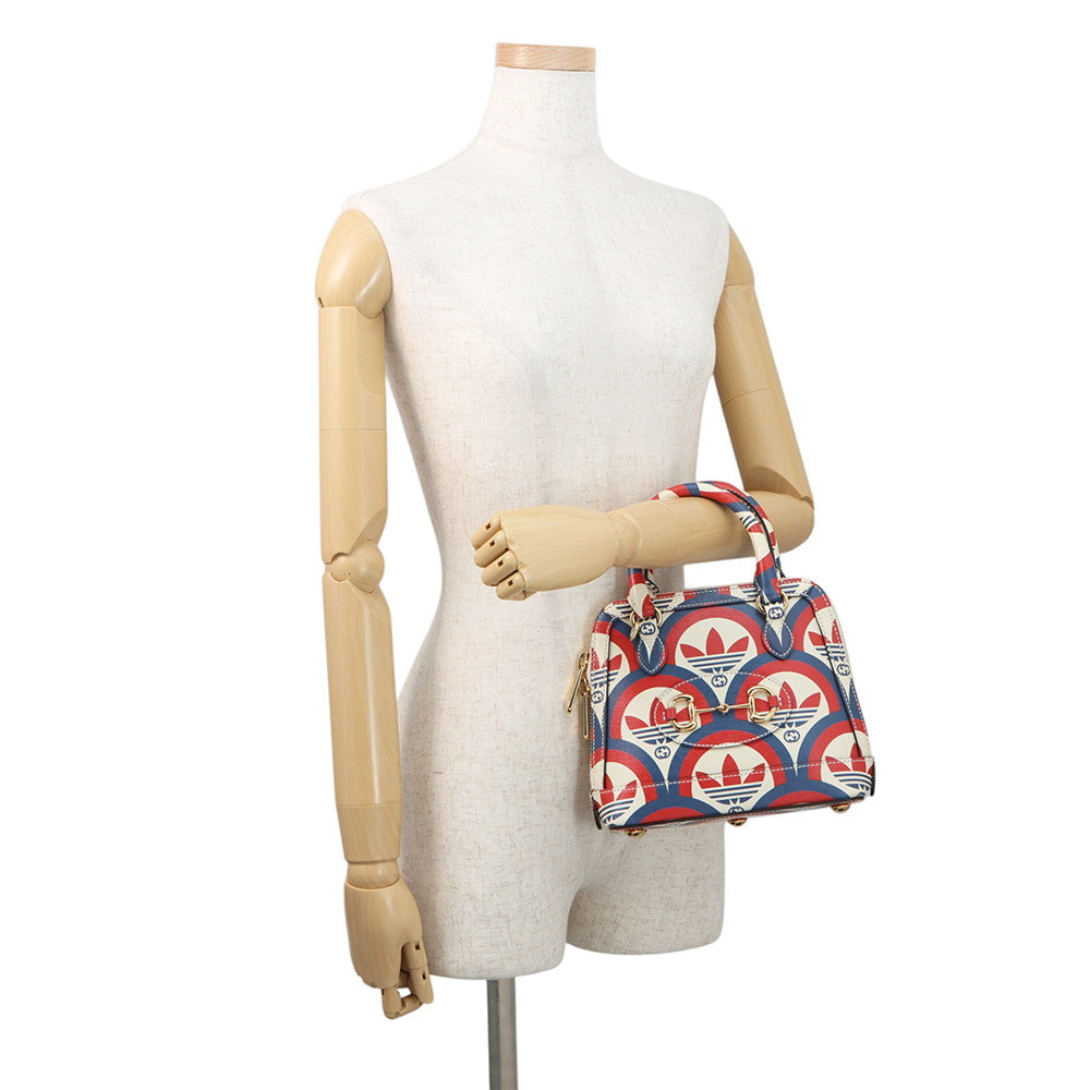 GUCCI Adidas collaboration Horsebit 2-way bag Red/White/Blue677212 Leather Size Mini