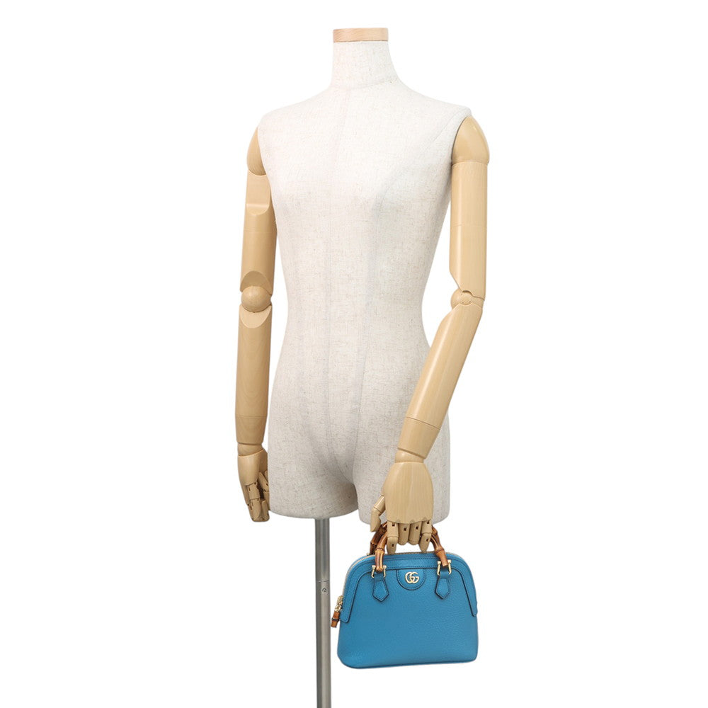 GUCCI Bamboo Diana 2-way Bag Blue715775 Leather Size Mini