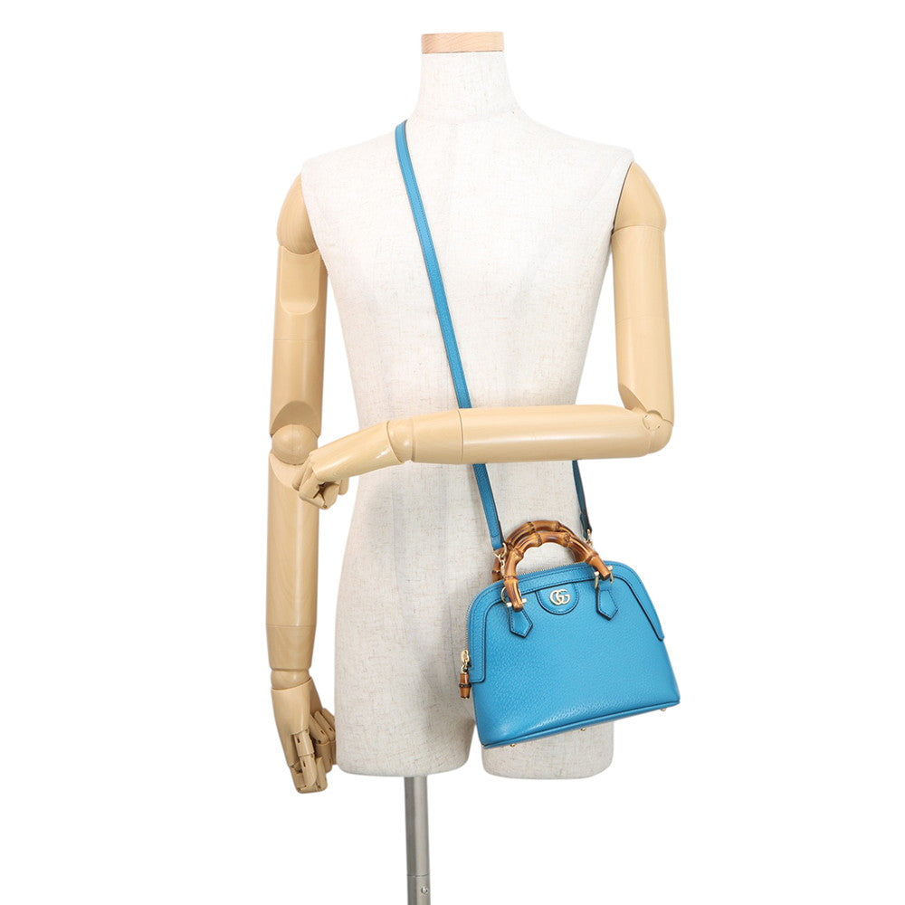GUCCI Bamboo Diana 2-way Bag Blue715775 Leather Size Mini