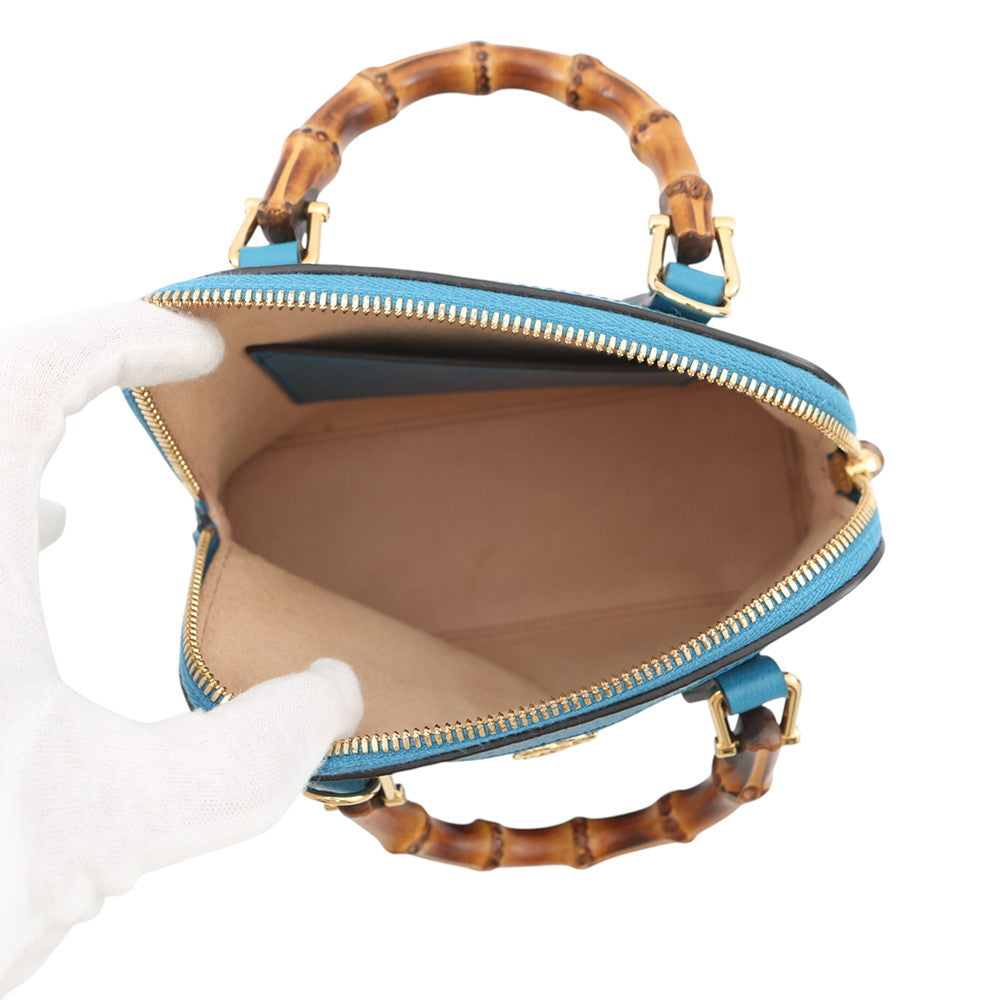 GUCCI Bamboo Diana 2-way Bag Blue715775 Leather Size Mini