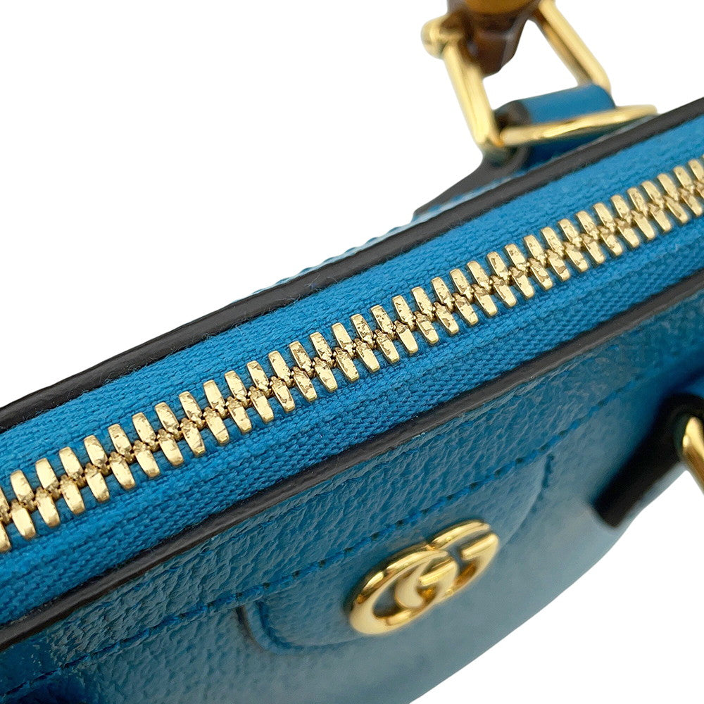 GUCCI Bamboo Diana 2-way Bag Blue715775 Leather Size Mini