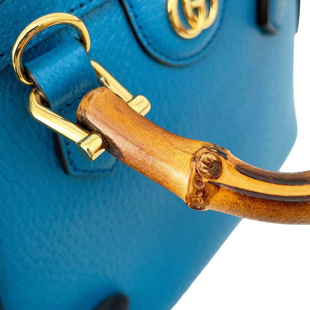 GUCCI Bamboo Diana 2-way Bag Blue715775 Leather Size Mini